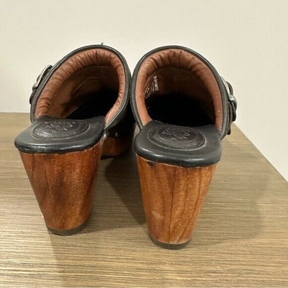 Ariat Black Bridlespur Leather Buckles Wooden Mules Women’s Size 9.5 - Picture 4 of 9